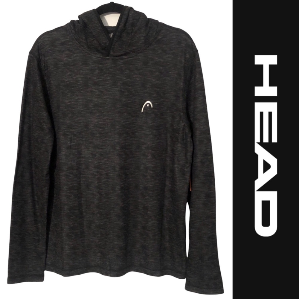 HEAD Men’s Marled Charcoal Grey Hooded Long Sleeve Lounge Athleisure Top